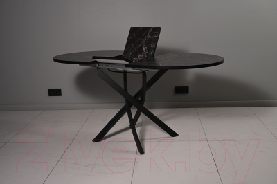 Обеденный стол Мир стульев №31 120x80x30 (мрамор марквина черный/черный муар)