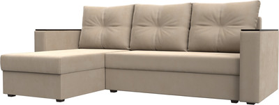 Диван угловой Лига Диванов Атланта Б/С левый / 117033L (велюр бежевый) - 
