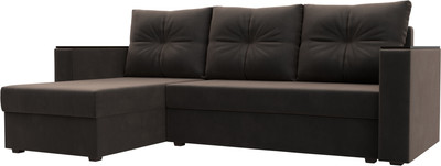 Диван угловой Лига Диванов Атланта Б/С левый / 117037L (велюр коричневый) - 