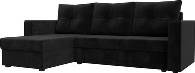 Диван угловой Лига Диванов Атланта Б/С левый / 117040L (велюр черный) - 