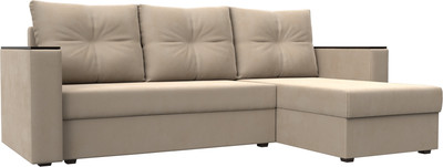 Диван угловой Лига Диванов Атланта Б/С правый / 117033 (велюр бежевый) - 