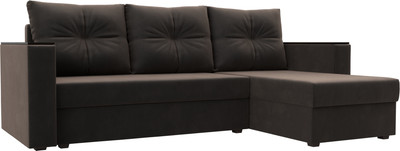 Диван угловой Лига Диванов Атланта Б/С правый / 117037 (велюр коричневый) - 