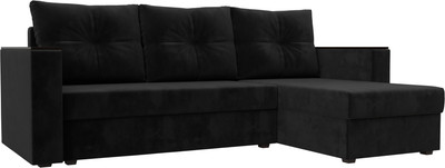 Диван угловой Лига Диванов Атланта Б/С правый / 117040 (велюр черный) - 
