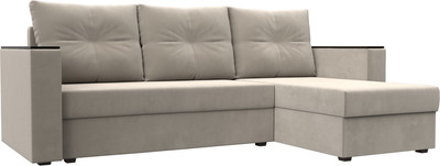 Диван угловой Лига Диванов Атланта Б/С правый / 117041 (микровельвет бежевый) -