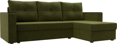 Диван угловой Лига Диванов Атланта Б/С правый / 117044 (микровельвет зеленый) -