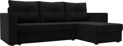 Диван угловой Лига Диванов Атланта Б/С правый / 117049 (микровельвет черный) -