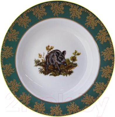 Тарелка столовая глубокая Cmielow i Chodziez Астра 1051/1 / 0D01490 (охота зеленый)
