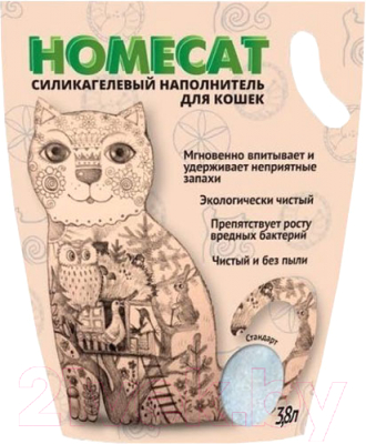 Наполнитель для туалета Homecat Стандарт Силикагелевый / 66306 (3.8л/1.6кг)