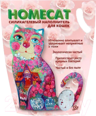 Наполнитель для туалета Homecat Роза Силикагелевый / 66346 (3.8л/1.8кг)