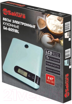Изображение товара Кухонные весы Sakura SA-6051BL (голубой)