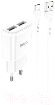 Зарядное устройство сетевое Hoco C88A + кабель Type-C (белый)