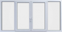 Балконная рама Brusbox Kale 4 части Поворотно-откидные 2 центральные створки 2 стекла (1350x2350x60) - 