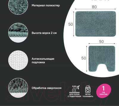 Изображение товара Набор ковриков для ванной и туалета IDDIS Basic BSET06Mi13