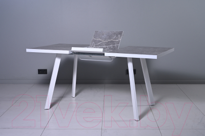 Обеденный стол Мир стульев Саен 17 120x80/40 (фаерстоун/белый муар)