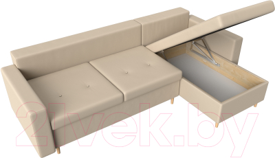 Диван угловой Лига Диванов Белфаст правый / 28726 (экокожа бежевый)