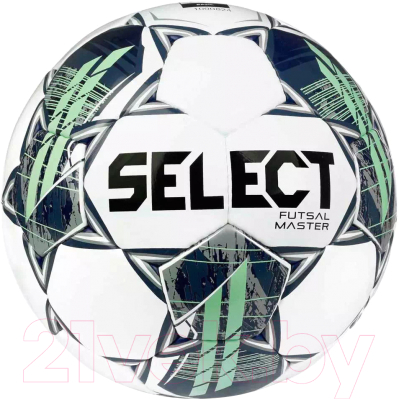 Мяч для футзала Select Futsal Master Shiny V22 / 1043460004-004 (размер 4, белый/синий/зеленый)