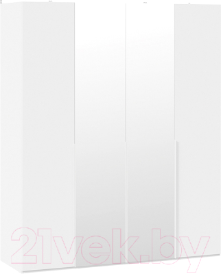 Шкаф ТриЯ Порто СМ-393.07.108 с 2 глухими и 2 зеркальными дверями (белый жемчуг/белый софт)