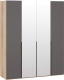 Шкаф ТриЯ Порто СМ-393.07.108 с 2 глухими и 2 зеркальными дверями (яблоня беллуно/графит софт) - 