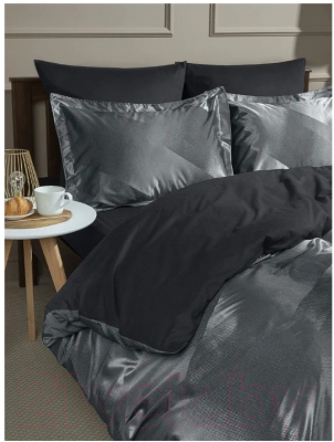 Комплект постельного белья Buenas Noches Сатин Жаккард Евро / 49186 (серый)