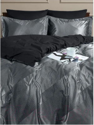 Комплект постельного белья Buenas Noches Сатин Жаккард Евро / 49186 (серый)