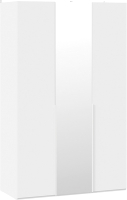 Шкаф ТриЯ Порто СМ-393.07.112 с 2 глухими и 1 зеркальной дверями (белый жемчуг/белый софт) - 