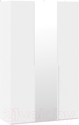 Шкаф ТриЯ Порто СМ-393.07.112 с 2 глухими и 1 зеркальной дверями (белый жемчуг/белый софт)