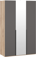 Шкаф ТриЯ Порто СМ-393.07.112 с 2 глухими и 1 зеркальной дверями (яблоня беллуно/графит софт) - 