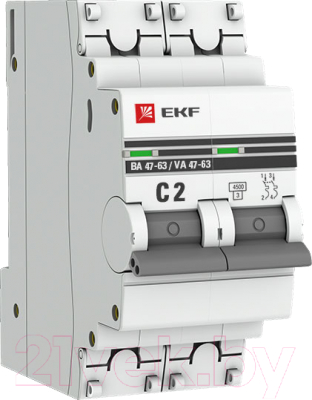 Выключатель автоматический EKF PROxima 2п C 2А 4.5кА ВА 47-63 / mcb4763-2-02C-pro