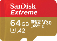 Карта памяти SanDisk Extreme microSDXC 64GB (SDSQXAH-064G-GN6MN) - 