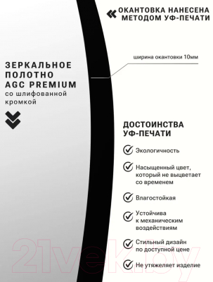 Зеркало Emze 60 / UV.60.60.CHE (черный с УФ-окантовкой)