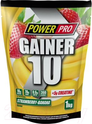 Гейнер Power Pro Gainer 10 PP982132 (1кг, клубника/банан)