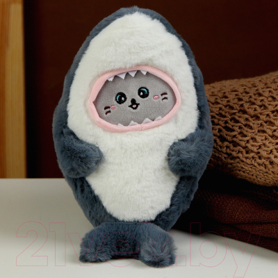 Мягкая игрушка Sima-Land Кот в костюме акулы / 9686348 (серый)