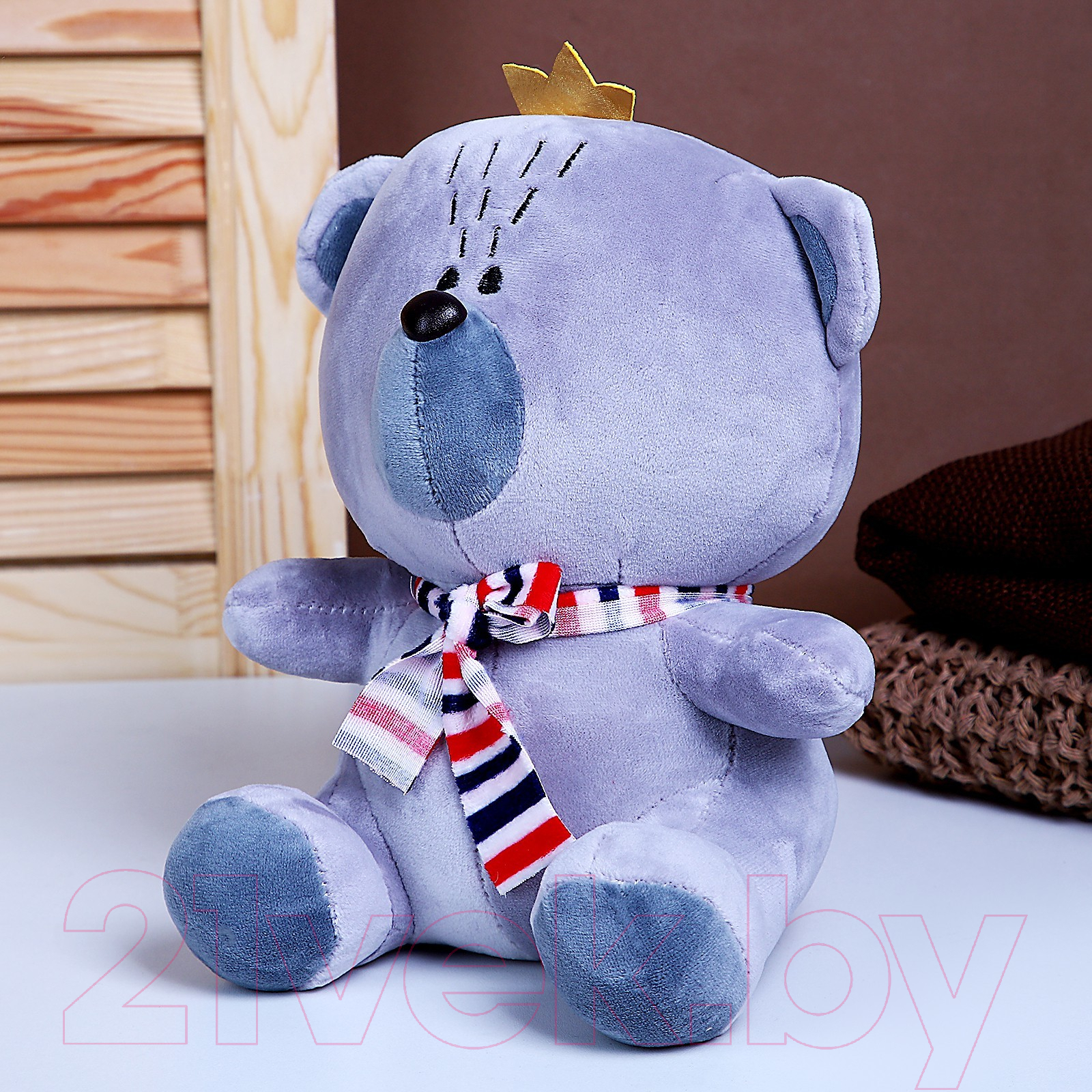 Мягкая игрушка Sima-Land Мишка с короной / 9672876 (сиреневый) — фото 3
