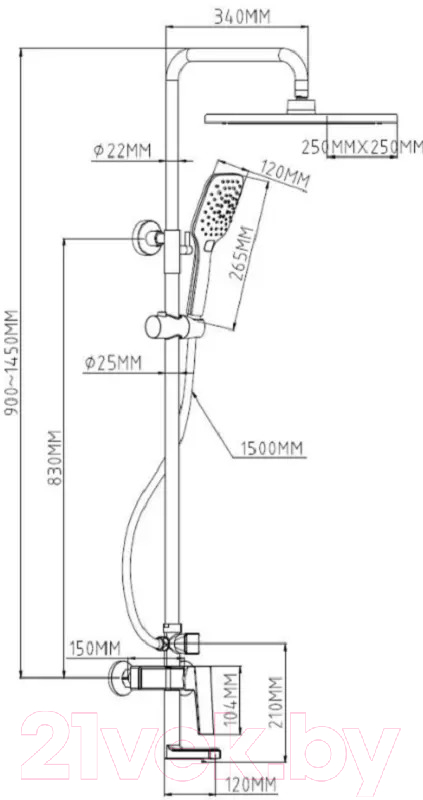 Душевая система Esko Berlin ST250 BR