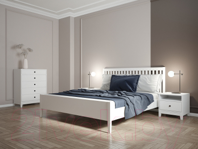 Двуспальная кровать Belux Лектум КР 160x200 (198, сосна/белый матовый)