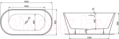 Ванна акриловая Polimat Uzo 160x80 / 00516 (темно-синий)