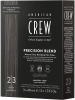 Крем-краска для волос American Crew Камуфляж для седых волос 2/3 (3x40мл, темный натуральный) - 