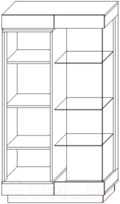 Шкаф с витриной Мебель-КМК Роксет 0554.4 правый (дуб юккон/белый глянцевый)