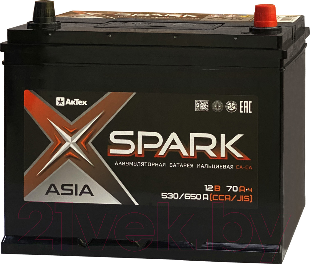 Автомобильный аккумулятор SPARK Asia 530/650A EN/JIS R+ / SPAA70-3-R