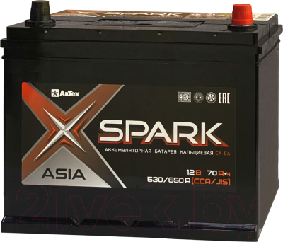 Автомобильный аккумулятор SPARK Asia 530/650A EN/JIS R+ / SPAA70-3-R (70 А/ч)