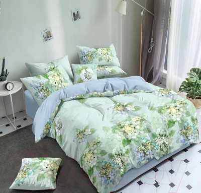 Комплект постельного белья Luxsonia Цветущий сад Евро / Пт6165/220 (70x70)