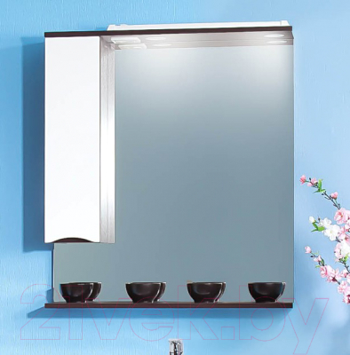 Шкаф с зеркалом для ванной Бриклаер Токио 80 L (венге)