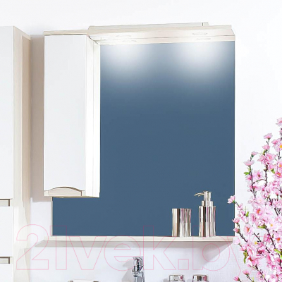 Шкаф с зеркалом для ванной Бриклаер Токио 80 L (светлая лиственница)