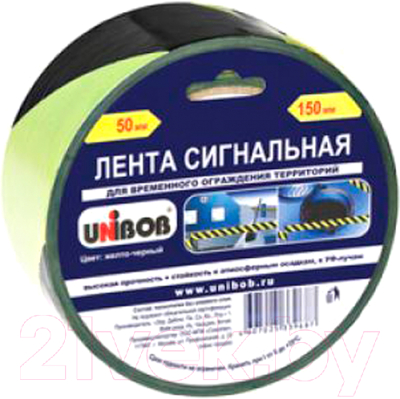 Лента сигнальная Unibob 0.05x150м / 55372.21 (3шт, желтый/черный)