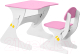 Комплект мебели с детским столом Столики Детям Буслик (белый/розовый) - 