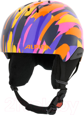 Шлем горнолыжный Alpina Sports Pizi / A9246-52 (р-р 51-55, розово-оранжевый/синий глянец)