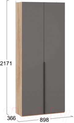 Шкаф ТриЯ Порто СМ-393.07.223 с 2 глухими дверями (яблоня беллуно/графит софт)