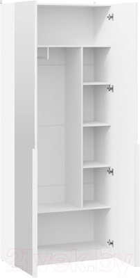 Шкаф ТриЯ Порто СМ-393.07.224 с 2 зеркальными дверями (белый жемчуг/белый софт)
