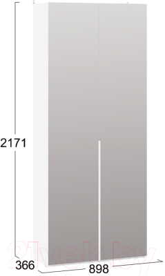 Шкаф ТриЯ Порто СМ-393.07.224 с 2 зеркальными дверями (белый жемчуг/белый софт)