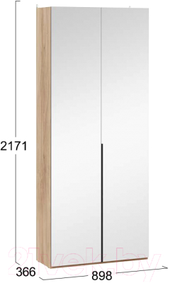 Шкаф ТриЯ Порто СМ-393.07.224 с 2 зеркальными дверями (яблоня беллуно/графит)